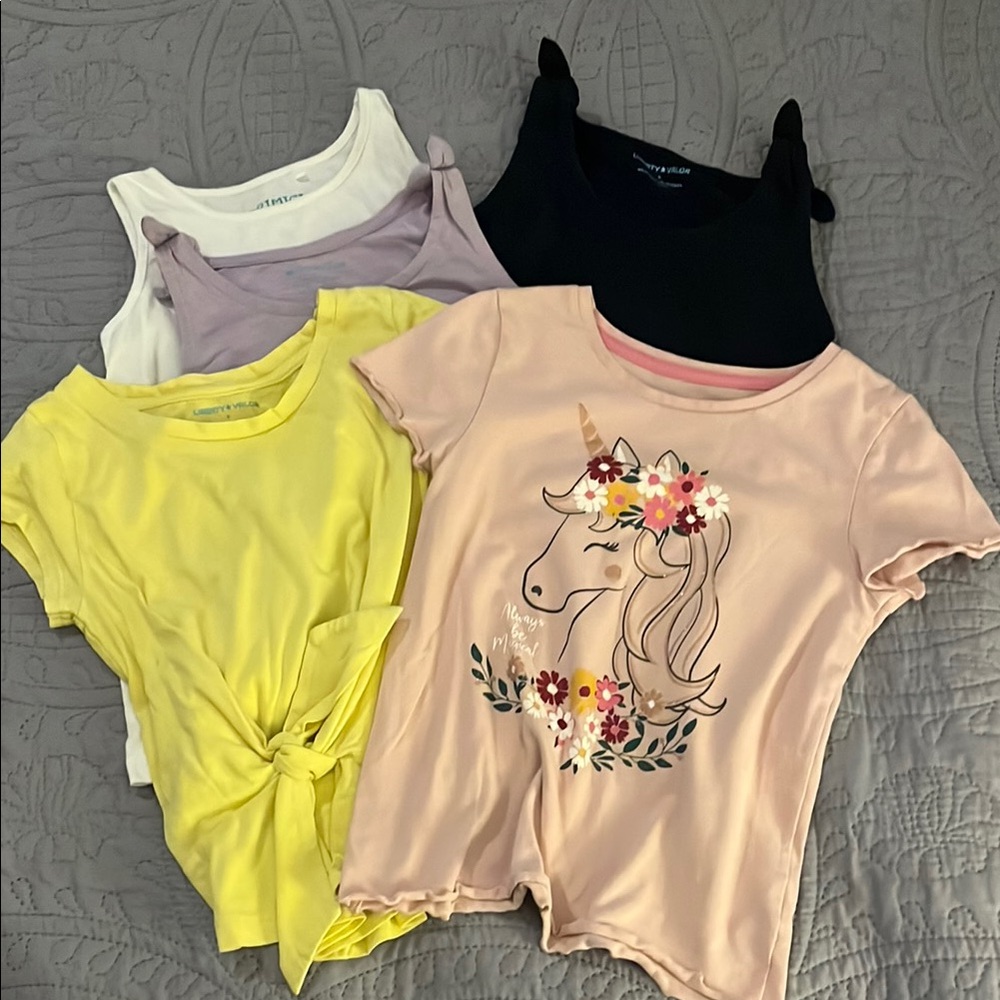 Girl Tops Tanks and Tees Lot of 5 for spring and summer